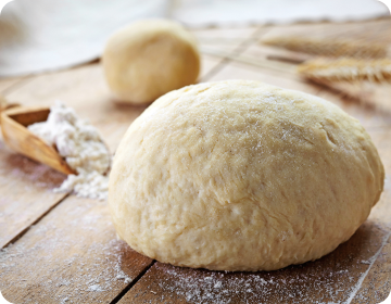 Raw dough and bread
