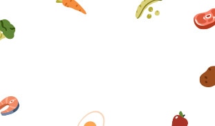 Ingrédients naturels pour l'alimentation animale sur fond blanc